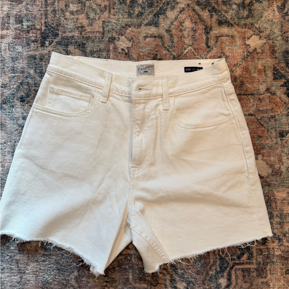 Faherty Cream Jean Shorts